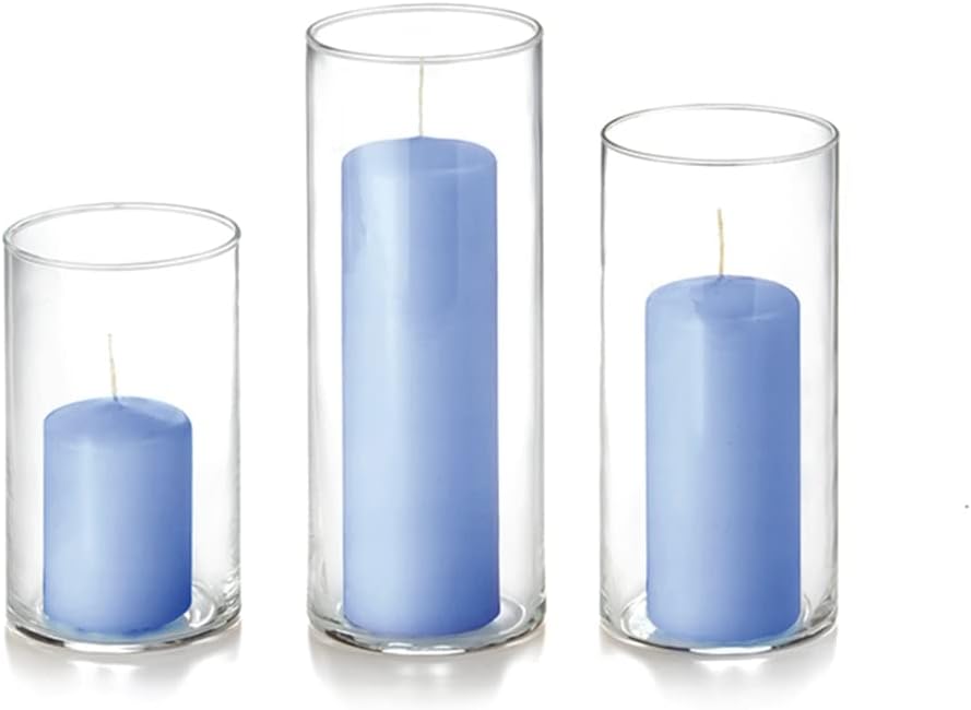 yummi Set of 36 Slim Pillars and Cylinder Vases - Periwinkle Blue