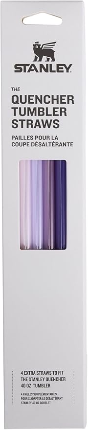 Stanley Reusable Quencher Straws | 4-Pack of BPA-Free, Reusable Straws for Clean Drinking | Perfect for Stanley's 40oz Tumblers | Purple
