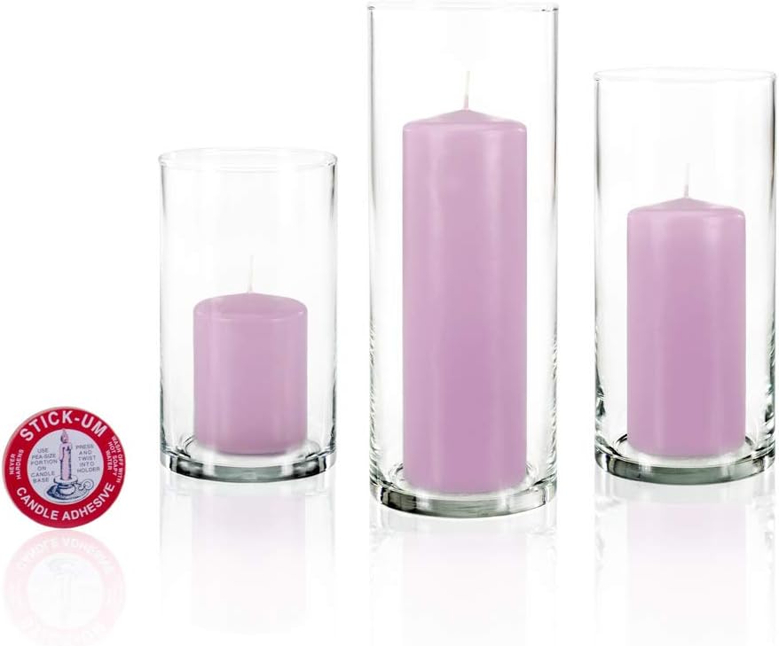 yummi Set of 12 Slim Pillars and Cylinder Vases - Violet