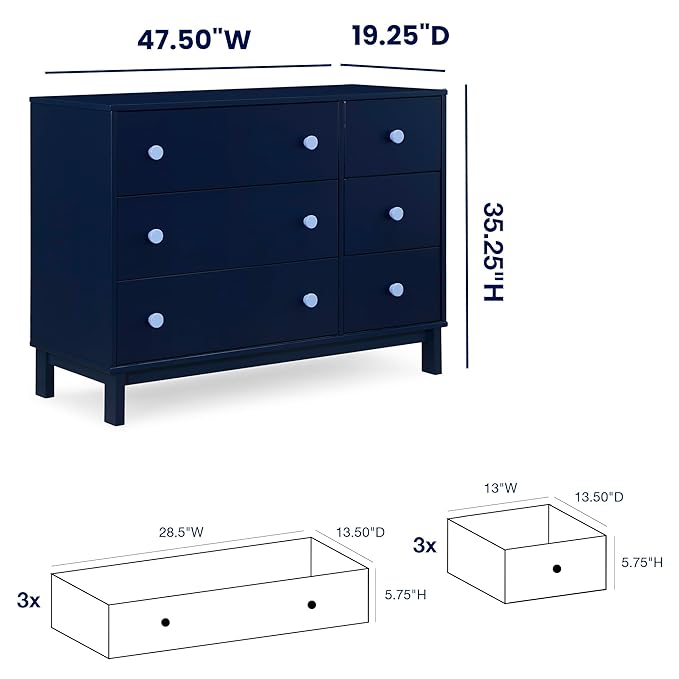 GAP babyGap Legacy 6 Drawer Dresser with Interlocking Drawers - Greenguard Gold Certified, Navy/Light Blue