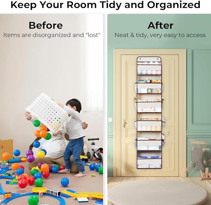 Over the Door Organizer, 6 Shelf 50 lbs Load door organizer hanging, No Tilt Closet Organizers and Storage for Bathroom, Bedroom Nursery Newborn, baby necessities, kitchen, craft storage