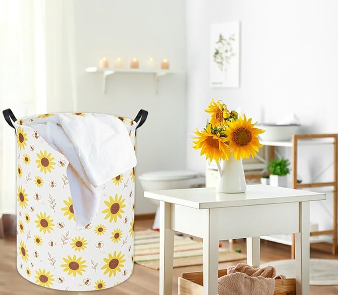 Sunflower Kids Laundry Basket Baby Hamper Sunflower Toy Storage Bin for Boys Room Decor Baby Nursery Hamper Gift Baskets for Bedroom Bathroom(Sunflower)