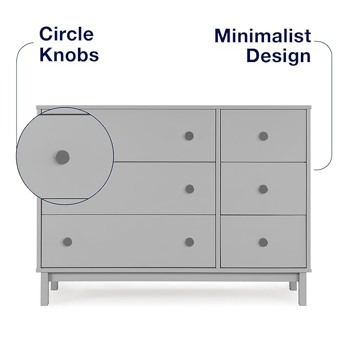 GAP babyGap Legacy 6 Drawer Dresser with Interlocking Drawers - Greenguard Gold Certified, Grey/Dark Grey