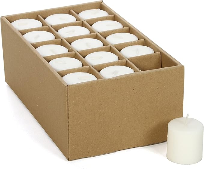 Hosley Set of 360 Unscented White Votive Candles – Bulk Pack, Clean-Burning, Long-Lasting 10-12 Hour Burn Time – Ideal for Weddings, Home Décor, Spa, and Events
