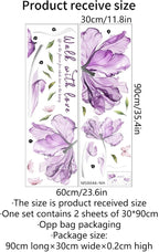 "Walk into Love" 3D Purple Flower Wall Stickers - 60cm x 23.6in Vinyl Decor for Home, Bedroom, Living Room, Office, Bathroom - 2 Sheets of 30cm x 90cm