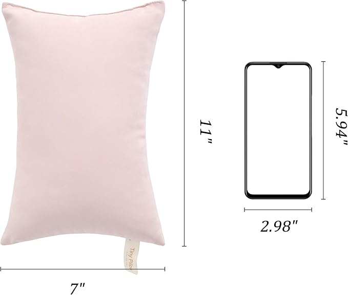 BEDSUM 2 Pack Tiny Pillows, 11"x7" Microfiber Mini Pillows for Travel, Dogs, Cats, Soft and Machine Washable Small Pillows for Neck, Wrist, and Knee Comfort, Pink