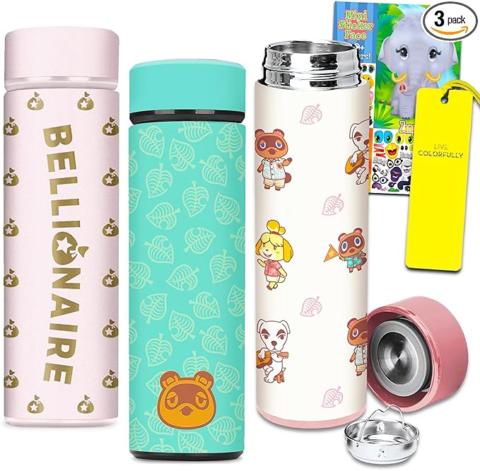 - Nintendo - Animal Crossing Water Bottle Set for Kids – Bundle with 3 Animal Crossing Drinking Bottles Plus Stickers Activity Book, More | Animal Crossing Drinking Cups for Boys, Girls