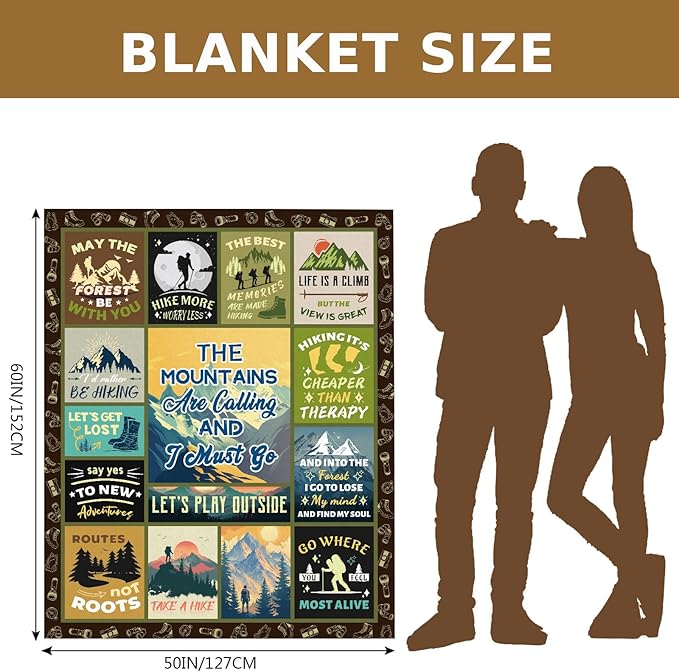 Hiking Gifts, Hiking Gifts for Women, Hiking Gifts for Men, for Hikers, Hiking Lovers Gifts, Hiking Gear for Women, Hiking Blanket for Hiker Outdoor RV Travel 50x60 in