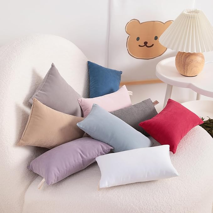 FLXXIE 2 Pack Microfiber Tiny Pillows, 11x7 Inches, Mini Pillows for Sleeping and Traveling, Washable Pillows, Soft Small Pillows Travel Pillows Nap Pillows, Denim Blue