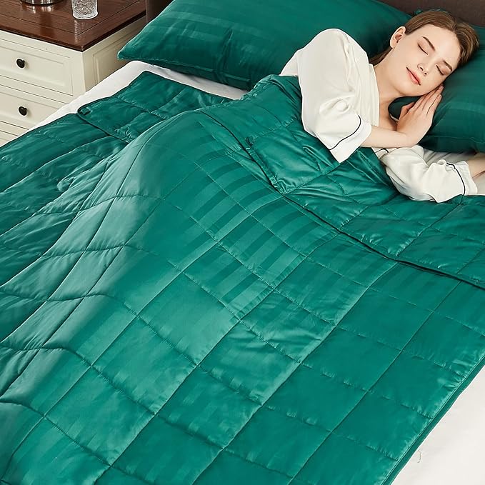Weighted Blanket(36"x48" 3lbs) Weighted Blanket Cooling Blanket for Sleeping,Throw Size Breathable Blanket with Premium Glass Bead(Dark Green)