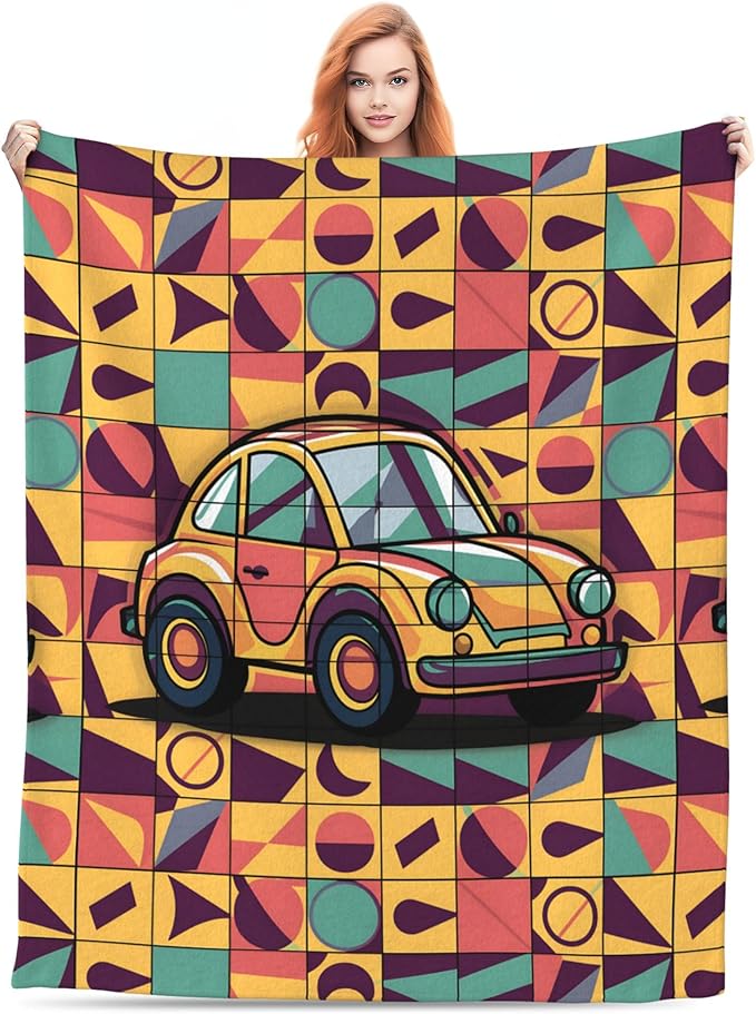 Cute Cartoon Flannel Blanket for Kids, 50" L x 60" W Inches – Soft and Cozy Plush Throw Blanket for Boys and Girls – Perfect for Bed, Couch, or Travel (Car)