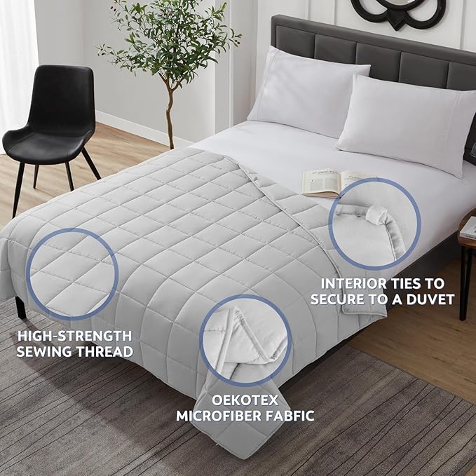 Weighted Blanket(40"x60" 10lbs) Cooling Weighted Blanket for Sleeping, Throw Size Breathable Blanket with Premium Glass Bead(Stone Grey)